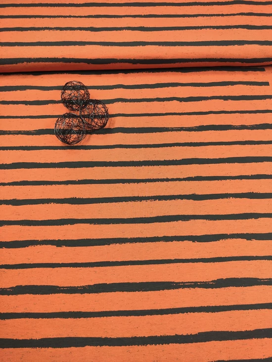 elasztikus mintás pamut jersey /fekete sávos (legvastagabb sáv 1.4cm) /terrakotta melange