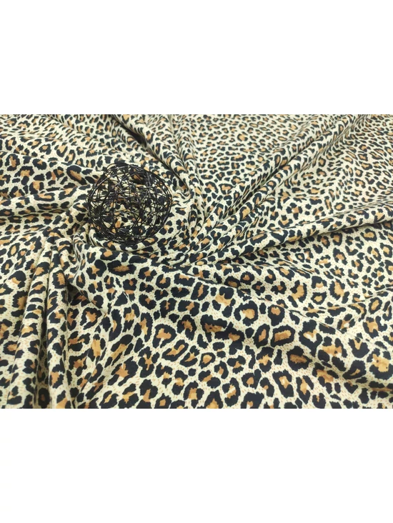 elasztikus mintás pamut jersey /afrikai leopárd mintás (legnagyobb minta 1,5cm×1,8cm) /krém