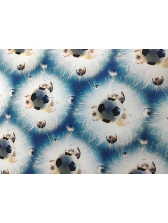 elasztikus mintás futter DIGITAL print /focilabdák (labdák a gömbben 7.5cm×7.5cm) /kék