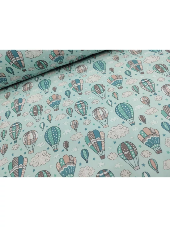 mintás fürdőruha jersey /hőlégballonok (legnagyobb rózsaszín-mályva 4.7cm×3cm) /menta