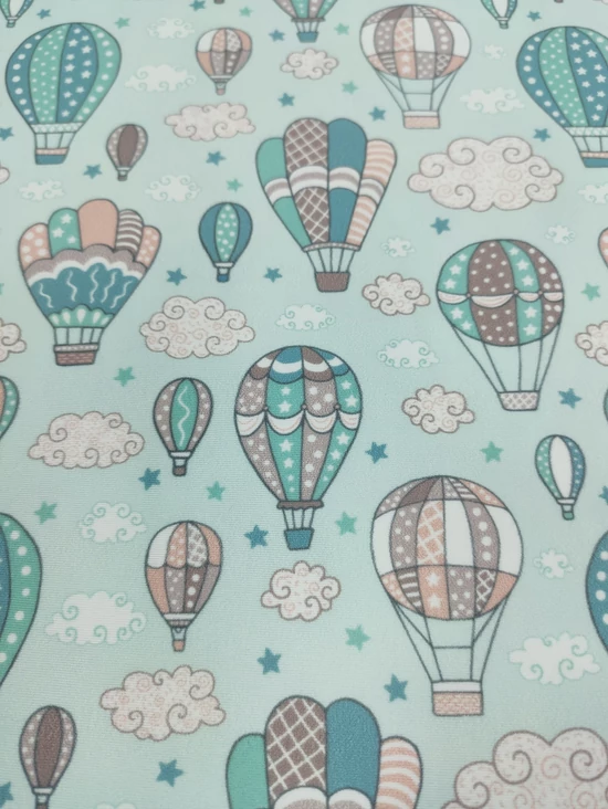 mintás fürdőruha jersey /hőlégballonok (legnagyobb rózsaszín-mályva 4.7cm×3cm) /menta