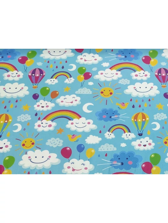 mintás fürdőruha jersey /léghajózás a fellegekben (szivárvány 8.5cm×3.5cm) /világos türkizkék