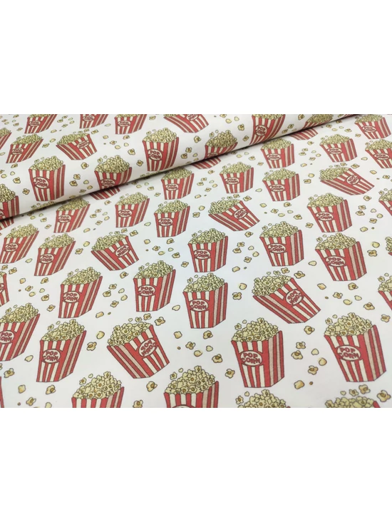 mintás 100% pamut jersey /popcornos (popcorn dobozban 3.2cm×4.5cm) /fehér