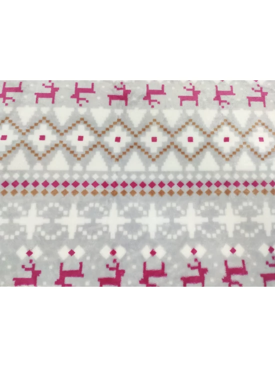 mintás wellsoft /norvég mintás (szarvas 4.6cm×4.1cm) /szürke-pink