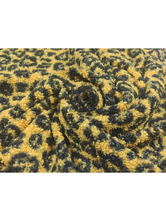 mintás buklé szövet /leopárd mintás (legnagyobb minta 5.7cm×7.3cm) /mustársárga-fekete