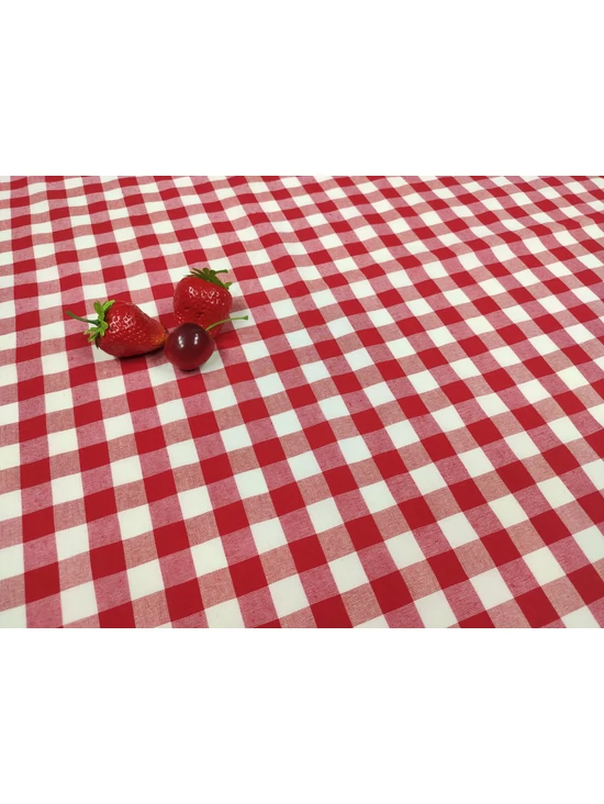 abrosz anyag /pamut /szövött kockás (1.6cm×1.6cm) /piros