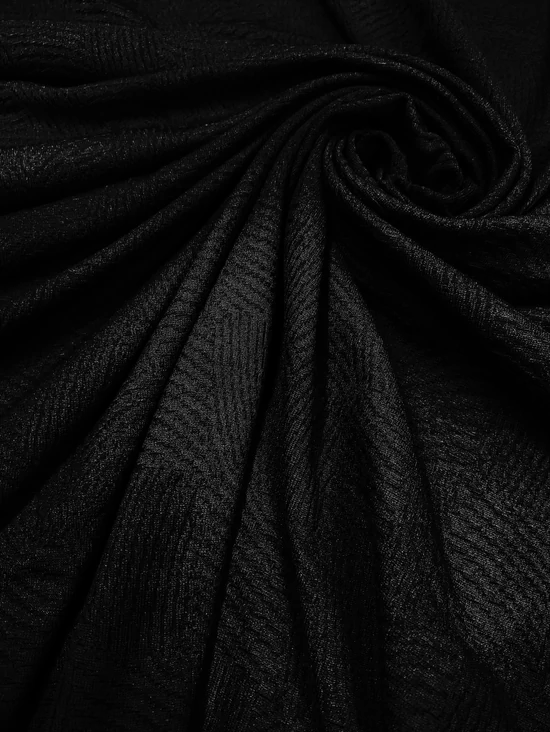 elasztikus jacquard jersey /absztrakt mintás /fekete
