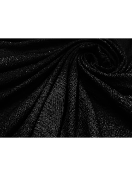elasztikus jacquard jersey /absztrakt mintás /fekete