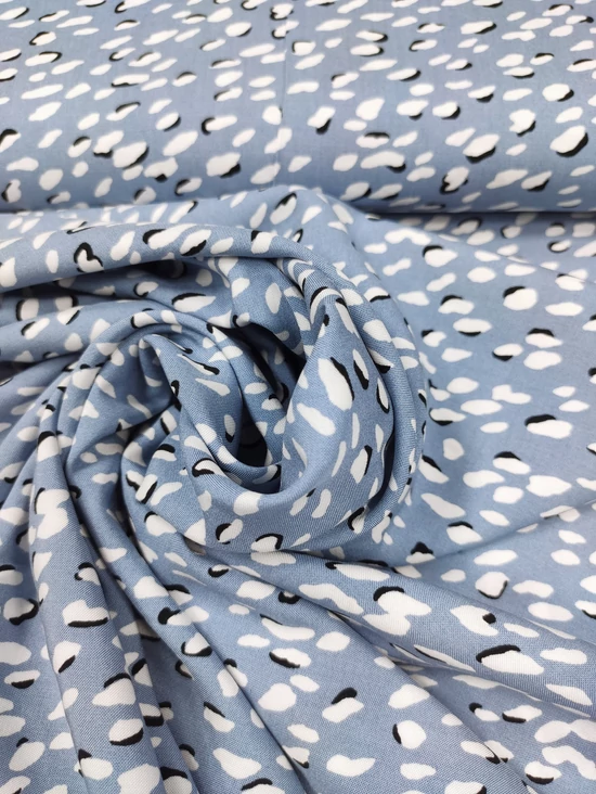 mintás flokon /bambusz /fehér-fekete foltos (legnagyobb fehér folt 5mm*21mm) /dusty blue