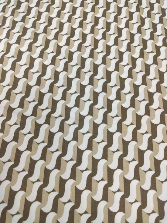 mintás TWILL flokon /fehér hullám mintás (2.2cm×2cm) /tejeskávé