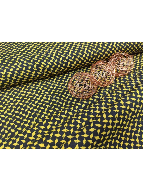 mintás TWILL flokon /sárga geometriai mintás /fekete