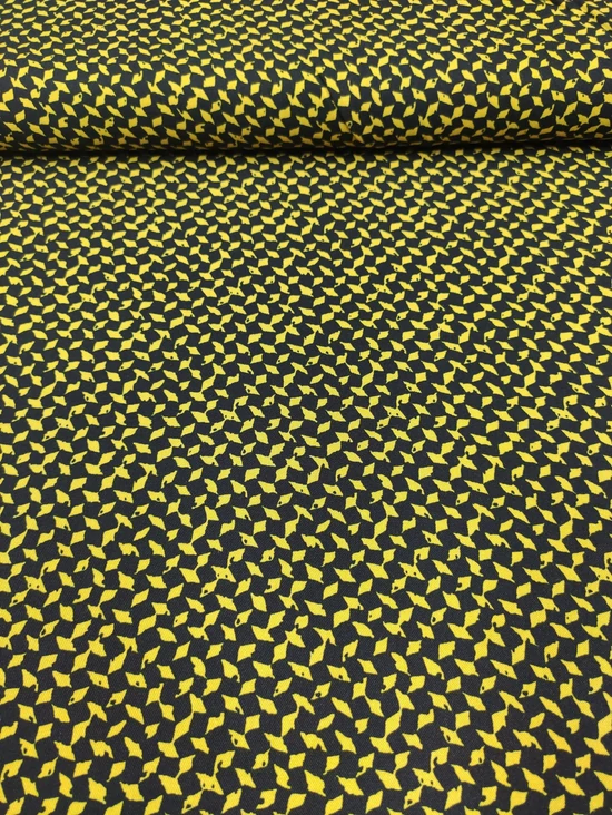 mintás TWILL flokon /sárga geometriai mintás /fekete