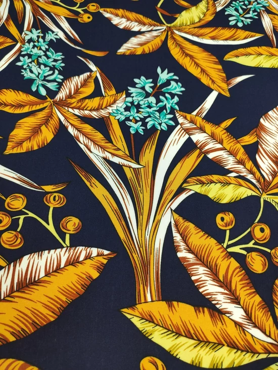 mintás flokon /türkiz virág levelekkel (legnagyobb levél 19cm×19cm) /sötétkék