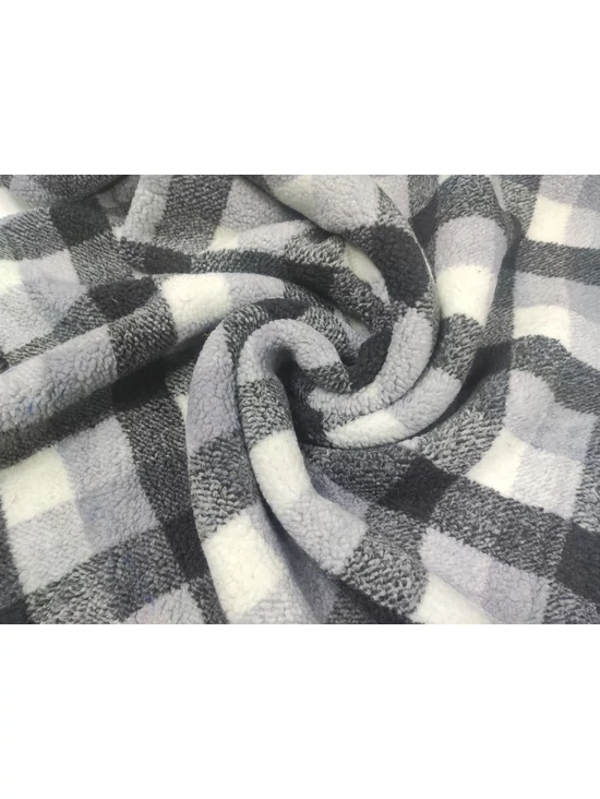 mintás sherpa /kockás (sötétszürke kocka 4.5cm×4.5cm) /szürke-fehér