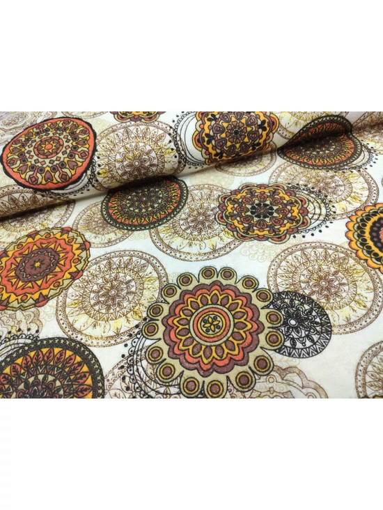 mintás flanell /mandalák (mandala fekete szegéllyel 12cm*12cm) /terrakotta-barna