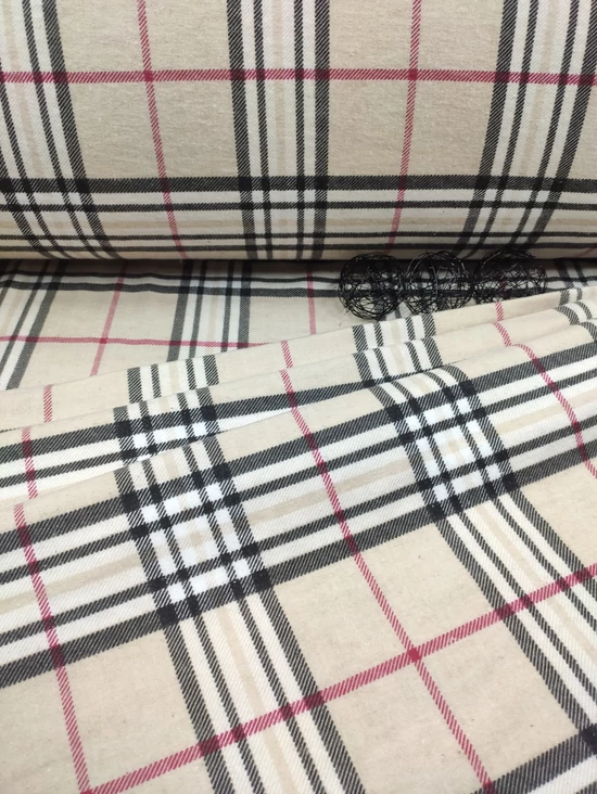 mintás flanell /Burberry kockás (legnagyobb drapp kocka 5,3cm*6,3cm) /drapp-fehér