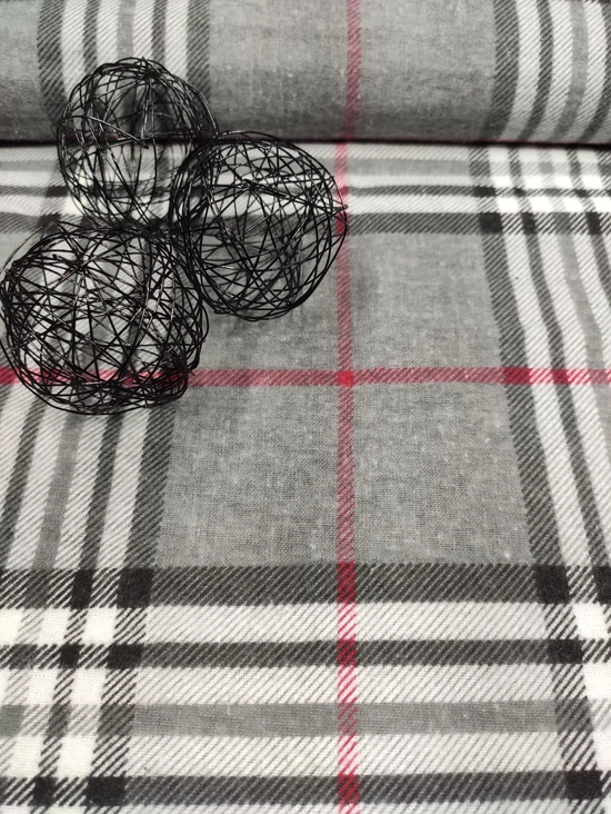 mintás flanell /Burberry kockás (legnagyobb sáv 8cm) /szürke-fehér