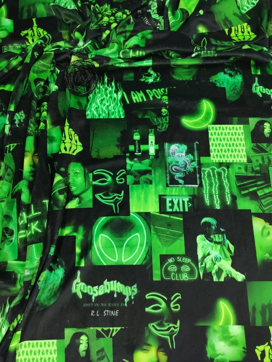 elasztikus mintás plüssvelúr /éjszakai élet a neon fények között (