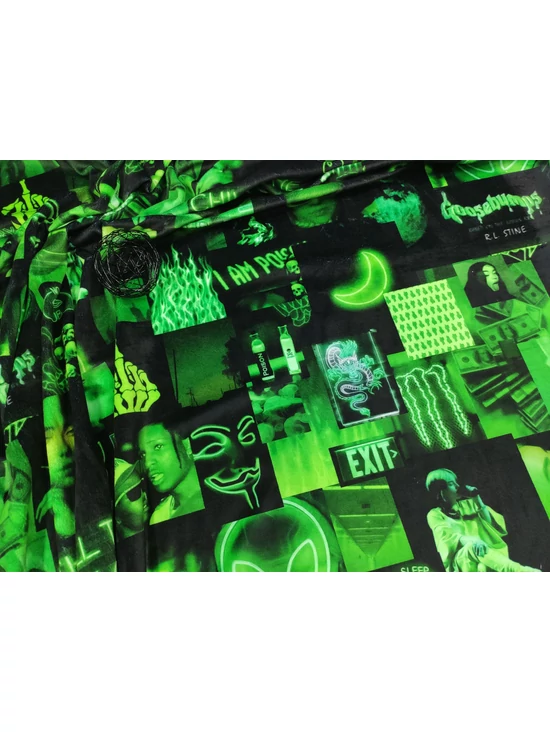 elasztikus mintás plüssvelúr /éjszakai élet a neon fények között (