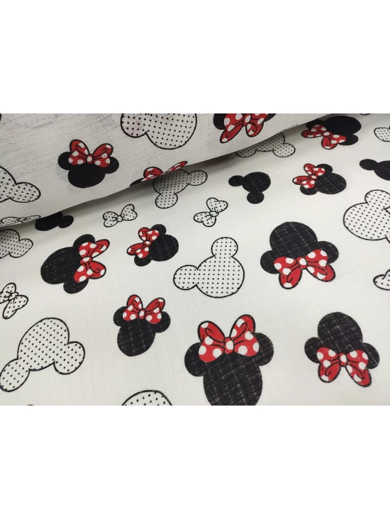 pelenka anyag /Minnie fejek (pöttyös 7,8 cm*6,5 cm) /fehér