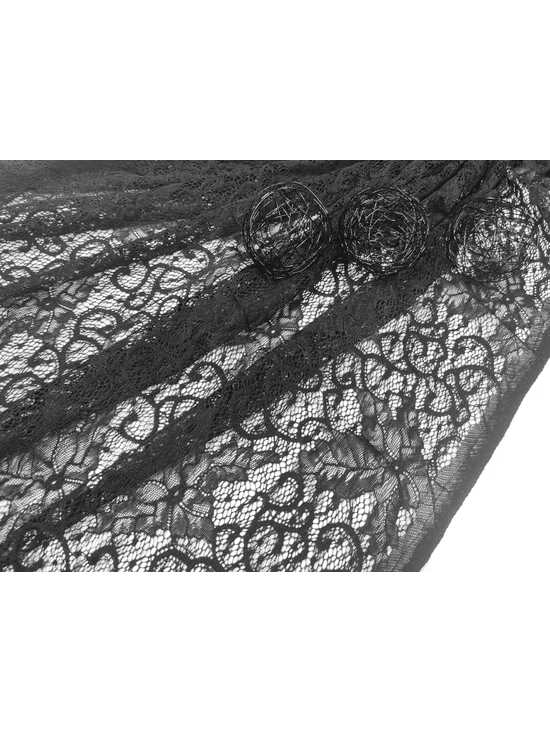 elasztikus csipke /indás-leveles (levél 10.8cm×8.8cm) /fekete