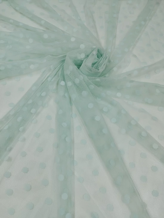mintás puha tüll /pöttyös (1cm) /menta