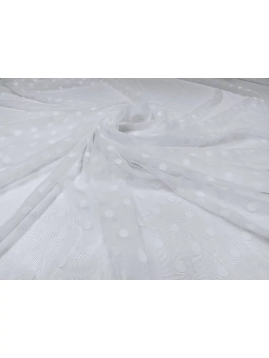 mintás puha tüll /pöttyös (1cm) /fehér