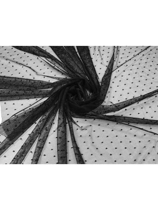 mintás puha tüll /pöttyös (5mm) /fekete