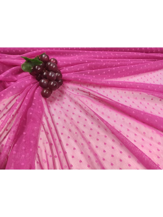 mintás puha tüll /pöttyös (5mm) /pink