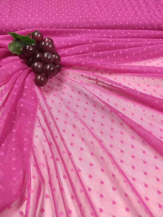 mintás puha tüll /pöttyös (5mm) /pink
