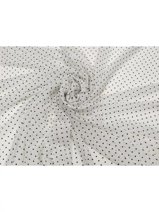 mintás muszlin /fekete pöttyös (3mm) /törtfehér