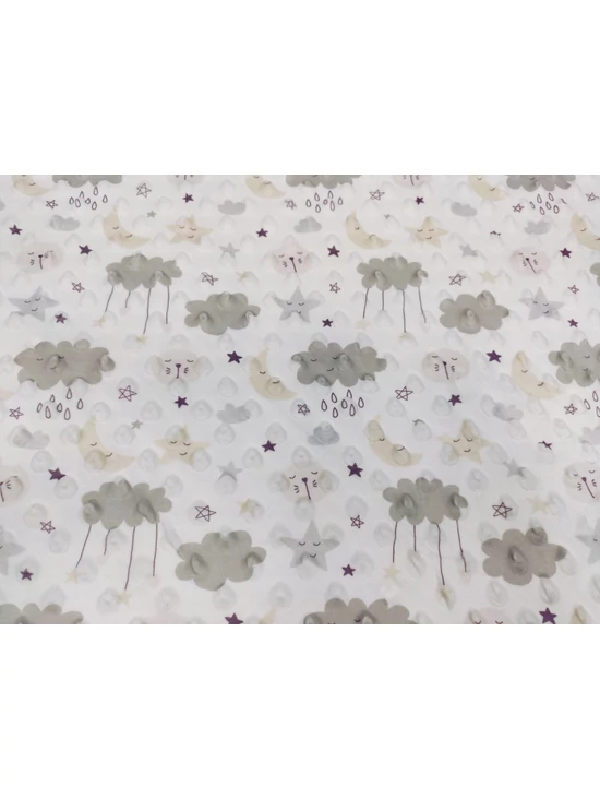 mintás minky dot /álmodozó cica (mosolygó esőfelhő 5cm×6cm) /szürke-drapp