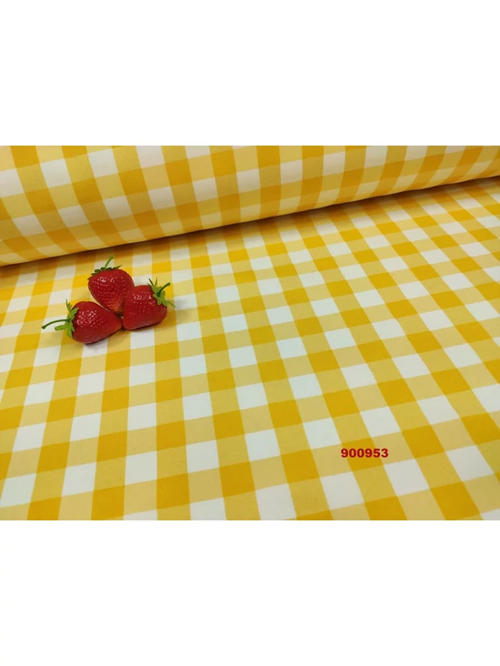 abrosz anyag /szövött kockás /sárga-fehér (2cm*2cm)