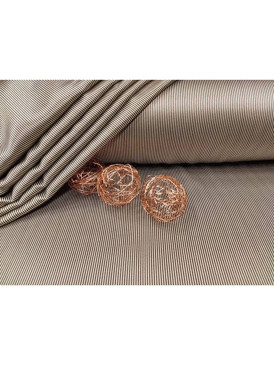 mintás elasztikus selyem /barna csíkos (1mm) /drapp