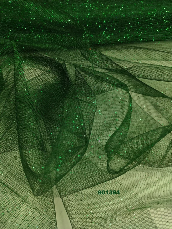 elasztikus glitteres tüll /sötét zöld