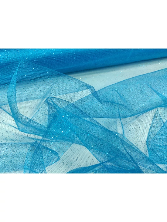 elasztikus glitteres tüll /türkizkék