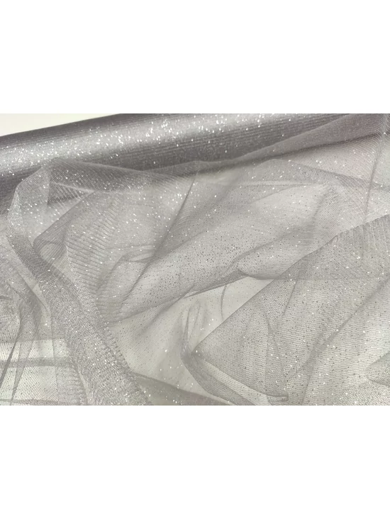 elasztikus glitteres tüll /ezüst