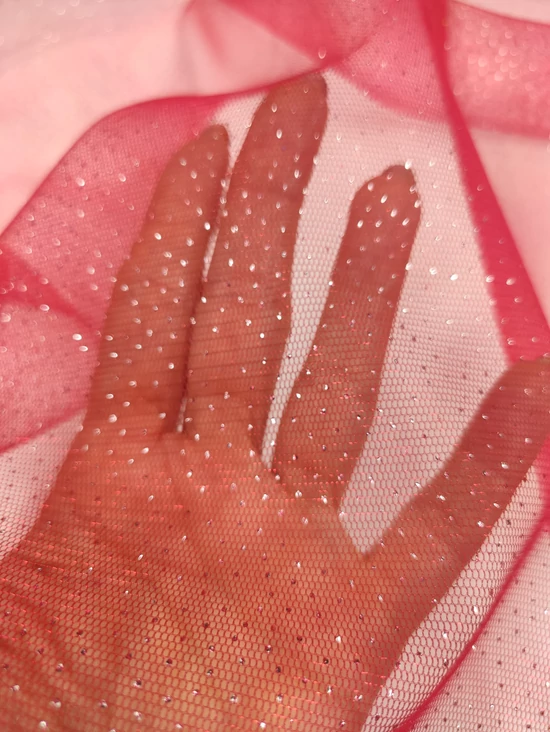 prémium glitteres tüll /kétoldalas /Mulan piros