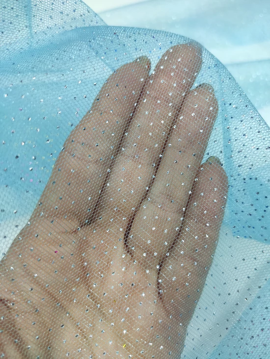 prémium glitteres tüll /kétoldalas Elza türkiz