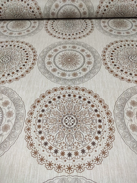 viaszos vászon /barna mandalák (egy mandala 27.5cm×27.6cm) /drapp melange