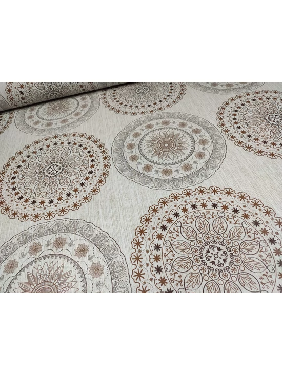 viaszos vászon /barna mandalák (egy mandala 27.5cm×27.6cm) /drapp melange