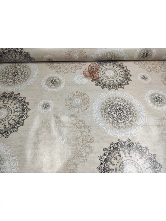 viaszos vászon /arany-fehér mandalák (legnagyobb 28cm×27.5cm) /drapp