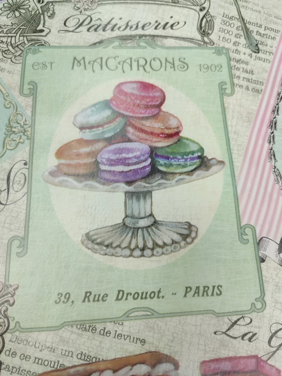 viaszos vászon /francia cukrászda (macaronos kép 16.2×12.7)