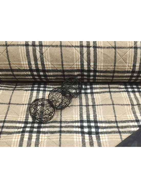 2 oldalas mintás steppelt anyag /kabátszövet /taupe-fekete kockás (steppelés 7cm×7cm)