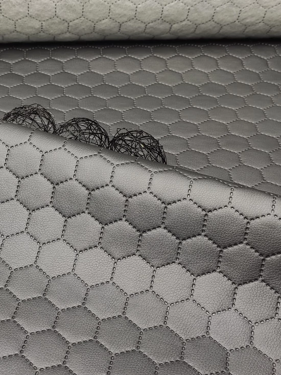 steppelt textilbőr anyag /vízlepergetős /méhsejt mintás (méhsejt 3,4cm×3,4cm) /metál /grafit