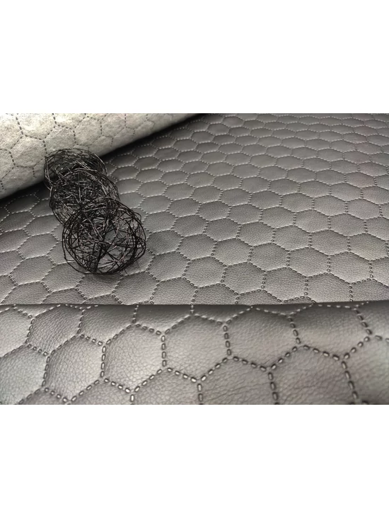 steppelt textilbőr anyag /vízlepergetős /méhsejt mintás (méhsejt 3,4cm×3,4cm) /metál /grafit