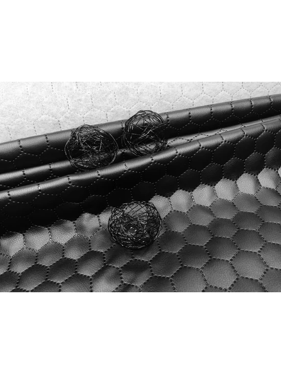 steppelt textilbőr anyag /vízlepergetős /méhsejt mintás (méhsejt 3,4cm×3,4cm) /metál /fekete