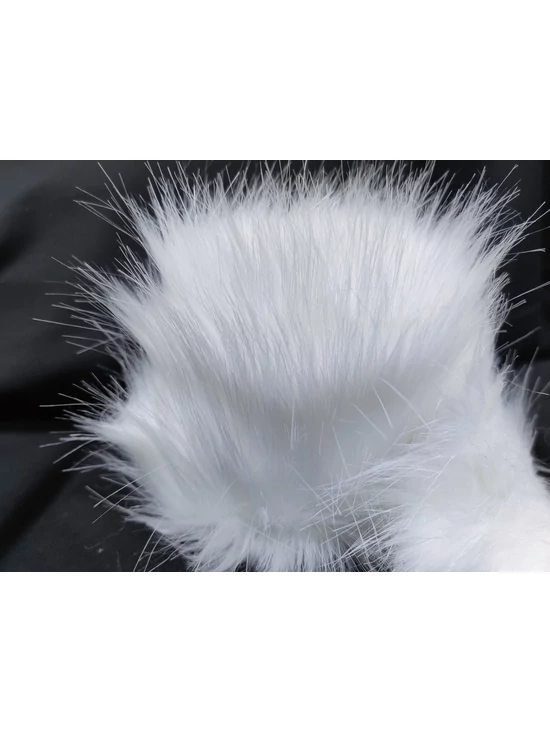 hosszúszőrű műszőrme /fehér (9 cm)