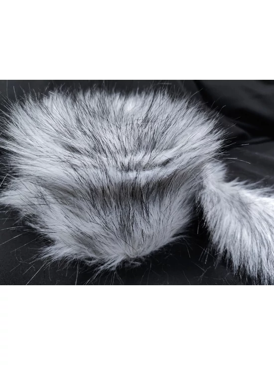 hosszúszőrű műszőrme /ezüst (9 cm)