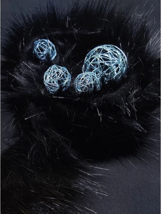 hosszúszőrű műszőrme /fekete (9 cm)